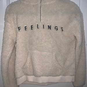 Forever 21 Fluffy Cream “FEELINGS” Sweater